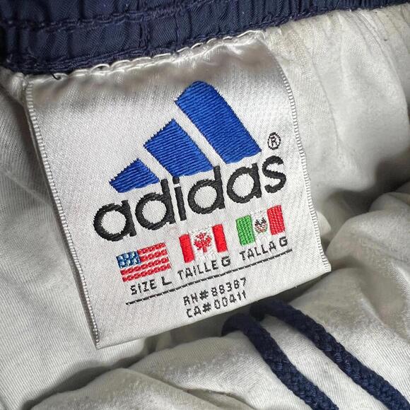 Adidas Men’s Track Pants Navy Blue White 3-Stripe Size L USA – Vintage Nylon - Picture 5 of 8